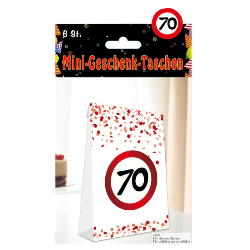 Udo Schmidt Mini-Geschenk-Tasche 70 Papier 6-tlg dekorative Partytüten zum 18 Geburtstag